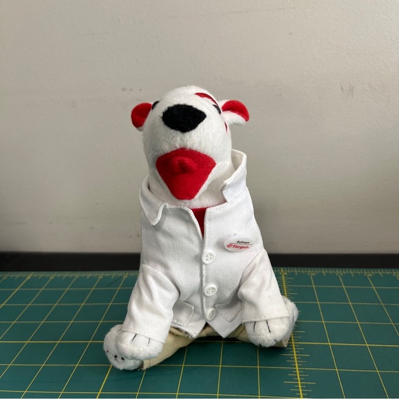 Target Mascot Dog Bullseye Employee Uniform 7" Red Polo Shirt Khaki Pants - Picture 1 of 7